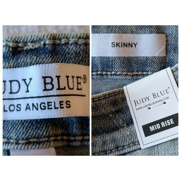 Judy Blue Skinny Lace Peekaboo Distressed Stretch Ankle Jeans Sz 15/32 - Picture 7 of 10